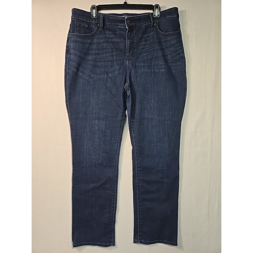 Chico's‎ So Slimming Girlfriend slim leg Jeans Sz 2.5 R (sz 14) Dark Blue Denim